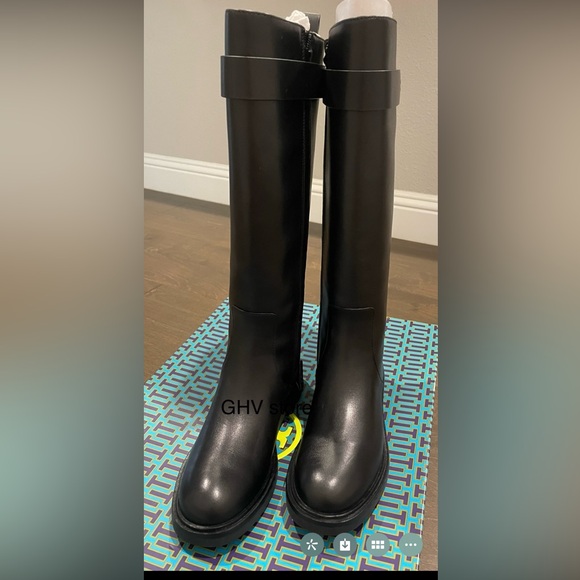 Tory Burch Women's Double T Leather Utility Tall Boot - Picture 7 of 8